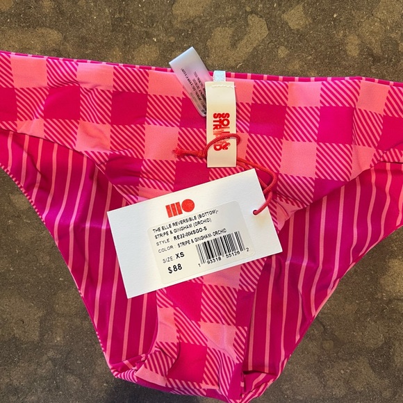NEW W/ TAGS. Solid & striped. THE ELLE BOTTOM REVERSIBLE STRIPE & GINGHAM ORCHID - Picture 3 of 5